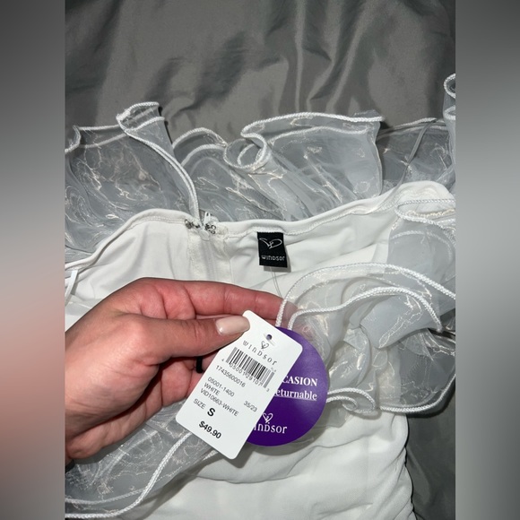 NWT Windsor, white, strapless, mini, size small dress with ruffles. - Picture 3 of 5